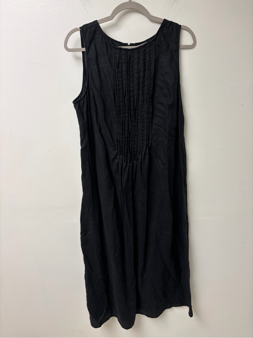 J Jill 100% Linen Sleeveless Pintuck Midi Dress Black Size 1X - Picture 2 of 7